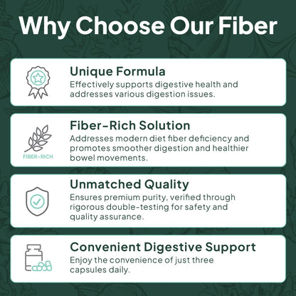 Organics Ocean Better Fiber - Daily Fiber Supplement - Soften Stool for Effortless Bowel Movements - with Psyllium Hulk and Slippery Elm - 90 Capsules - dailyvitalstore