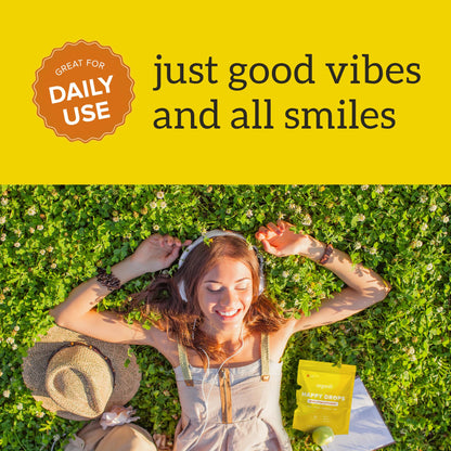 Organifi Happy Drops - Daily Superfood Happy Gummies for Adults - Mood Support Supplement for Balance, Bliss, Energy and Taking the Edge Off - Sweet Lemon Flavor - 60 Gummies - dailyvitalstore