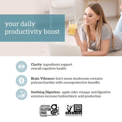 Organifi Pure - Promotes Stimulation in Learning, Memory, Focus, and Clarity - Brain Support with Superfoods - Gluten-Free and Non GMO - Best Served Cold, 30 Servings - dailyvitalstore