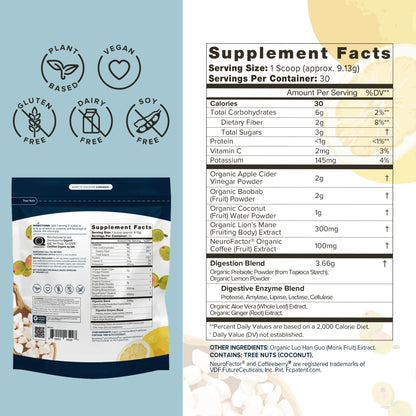 Organifi Pure - Promotes Stimulation in Learning, Memory, Focus, and Clarity - Brain Support with Superfoods - Gluten-Free and Non GMO - Best Served Cold, 30 Servings - dailyvitalstore