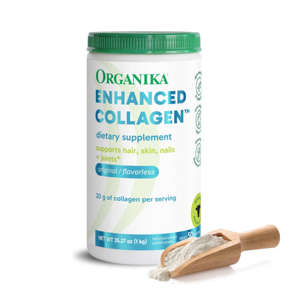 Organika Collagen Powder - for Healthy Hair, Skin, Nails, and Joints. Hydrolyzed Protein Peptides for Better Absorption- Grass-Fed, Non-GMO- Unflavoured- 2.2lbs - dailyvitalstore