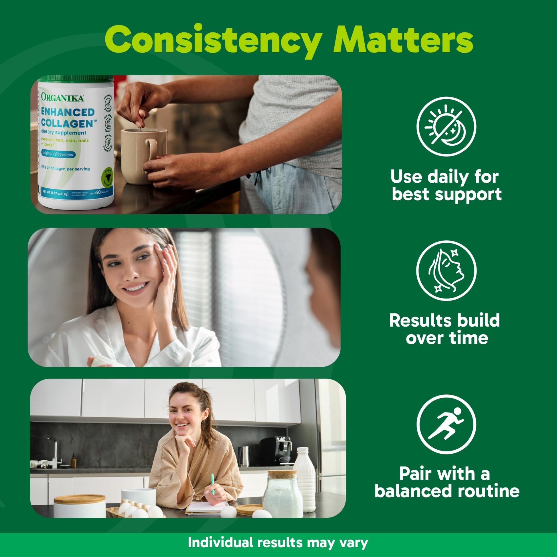 Organika Collagen Powder - for Healthy Hair, Skin, Nails, and Joints. Hydrolyzed Protein Peptides for Better Absorption- Grass-Fed, Non-GMO- Unflavoured- 2.2lbs - dailyvitalstore