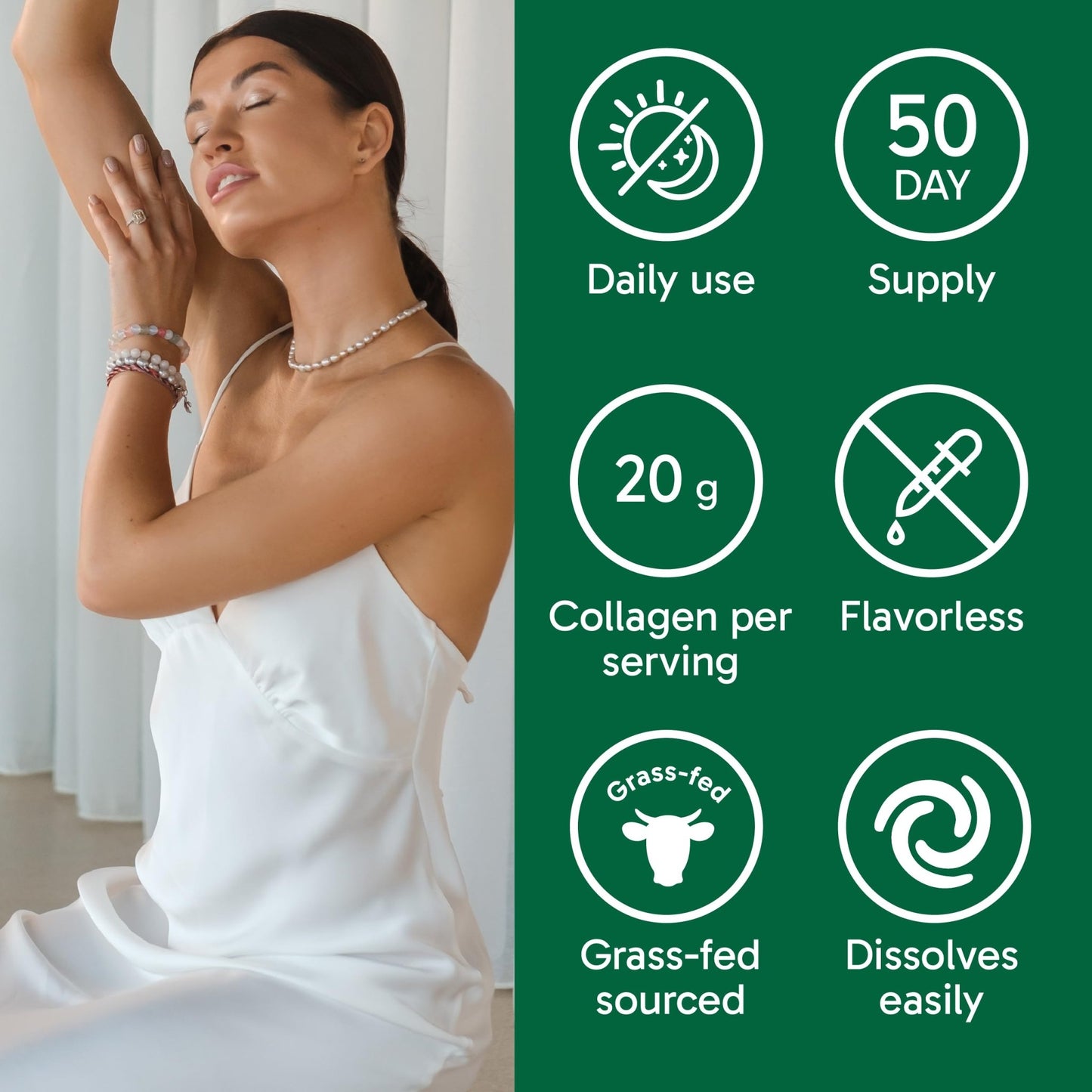 Organika Collagen Powder - for Healthy Hair, Skin, Nails, and Joints. Hydrolyzed Protein Peptides for Better Absorption- Grass-Fed, Non-GMO- Unflavoured- 2.2lbs - dailyvitalstore