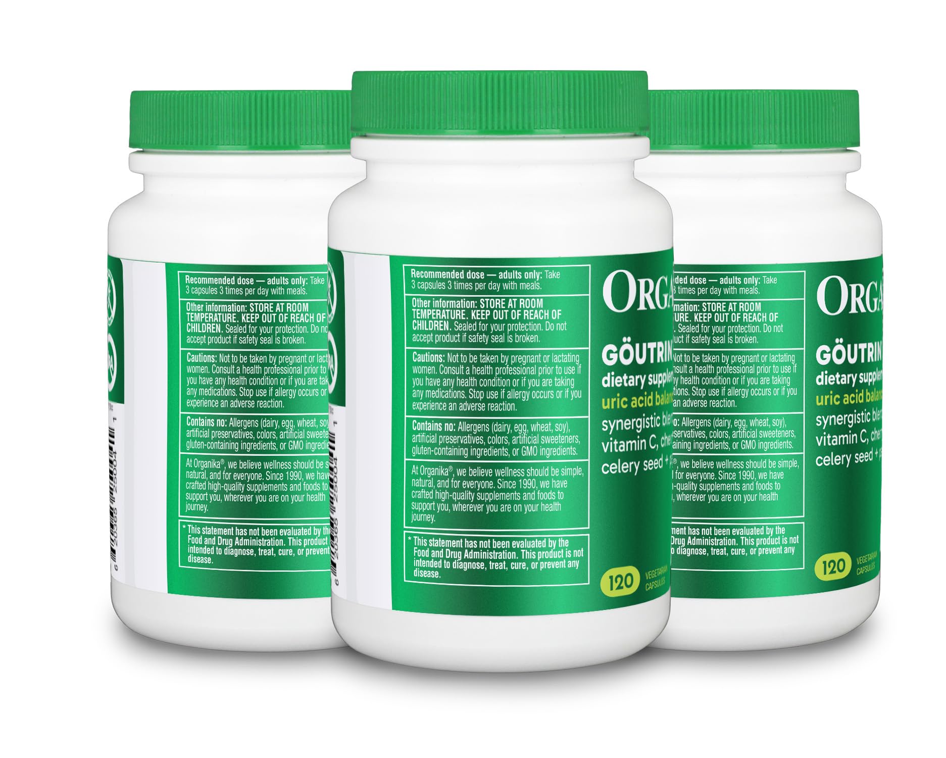 Organika Goutrin Supplement - 120ct, Pack of 3 - dailyvitalstore