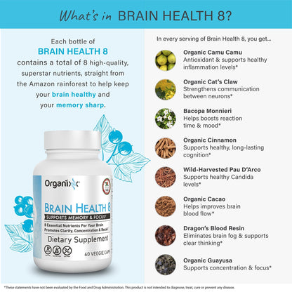 Organixx Ageless Brain Powerful Brain Health Supplement to Support Brain Function, Clarity, Focus, Re-Energize Brain Cells, Helps Promote a Balanced Mood, Gluten Free, Non GMO, 60 Vegetarian Capsules - dailyvitalstore