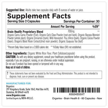 Organixx Ageless Brain Powerful Brain Health Supplement to Support Brain Function, Clarity, Focus, Re-Energize Brain Cells, Helps Promote a Balanced Mood, Gluten Free, Non GMO, 60 Vegetarian Capsules - dailyvitalstore