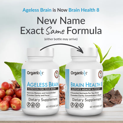 Organixx Ageless Brain Powerful Brain Health Supplement to Support Brain Function, Clarity, Focus, Re-Energize Brain Cells, Helps Promote a Balanced Mood, Gluten Free, Non GMO, 60 Vegetarian Capsules - dailyvitalstore