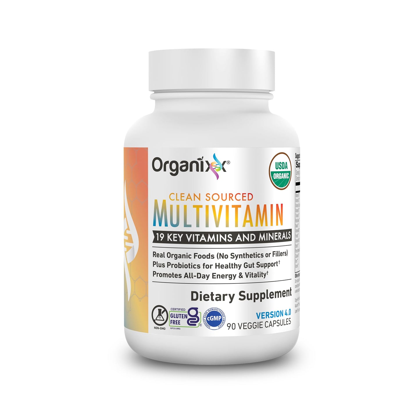 Organixx Clean Sourced Multivitamin for Women & Men, w/Vitamin C, D3, Vitamin B Complex, Probiotics, Organic Fruits & Vegetables, Supports Digestive Gut Health, Immune Support, 90 Vegan Gel Capsules - dailyvitalstore