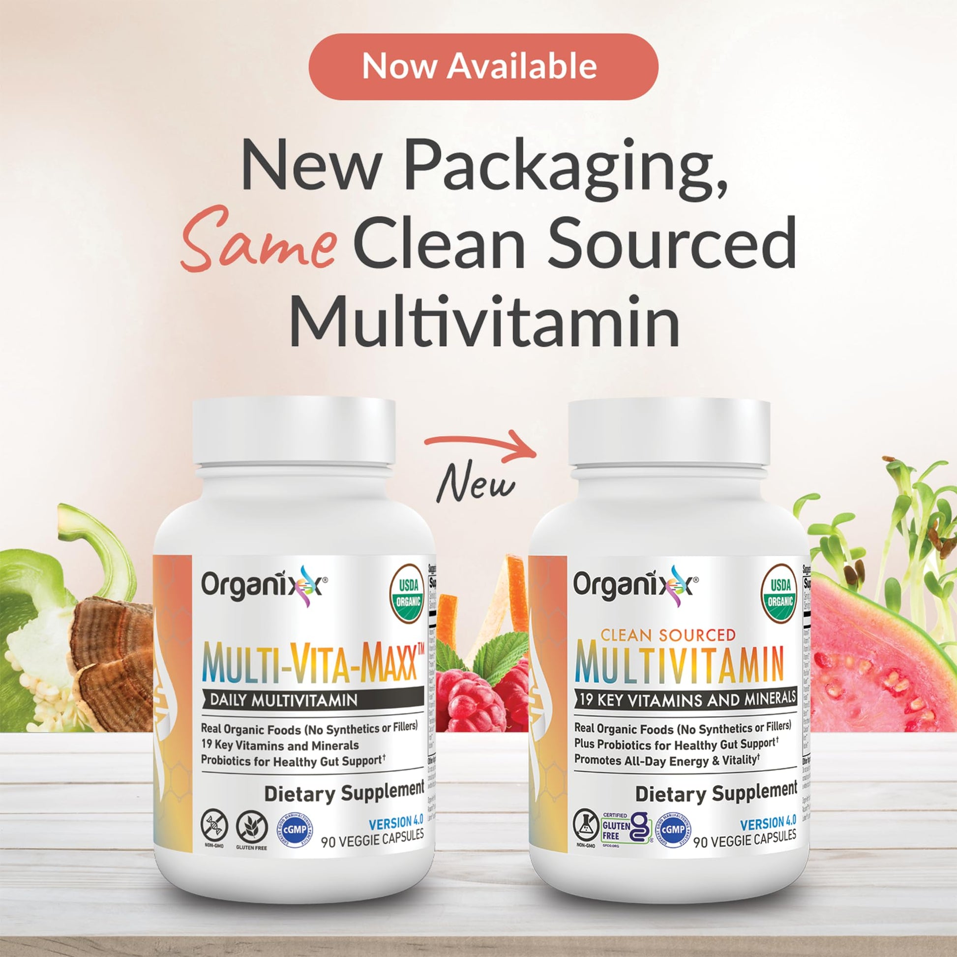 Organixx Clean Sourced Multivitamin for Women & Men, w/Vitamin C, D3, Vitamin B Complex, Probiotics, Organic Fruits & Vegetables, Supports Digestive Gut Health, Immune Support, 90 Vegan Gel Capsules - dailyvitalstore