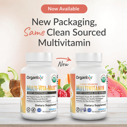 Organixx Clean Sourced Multivitamin for Women & Men, w/Vitamin C, D3, Vitamin B Complex, Probiotics, Organic Fruits & Vegetables, Supports Digestive Gut Health, Immune Support, 90 Vegan Gel Capsules - dailyvitalstore