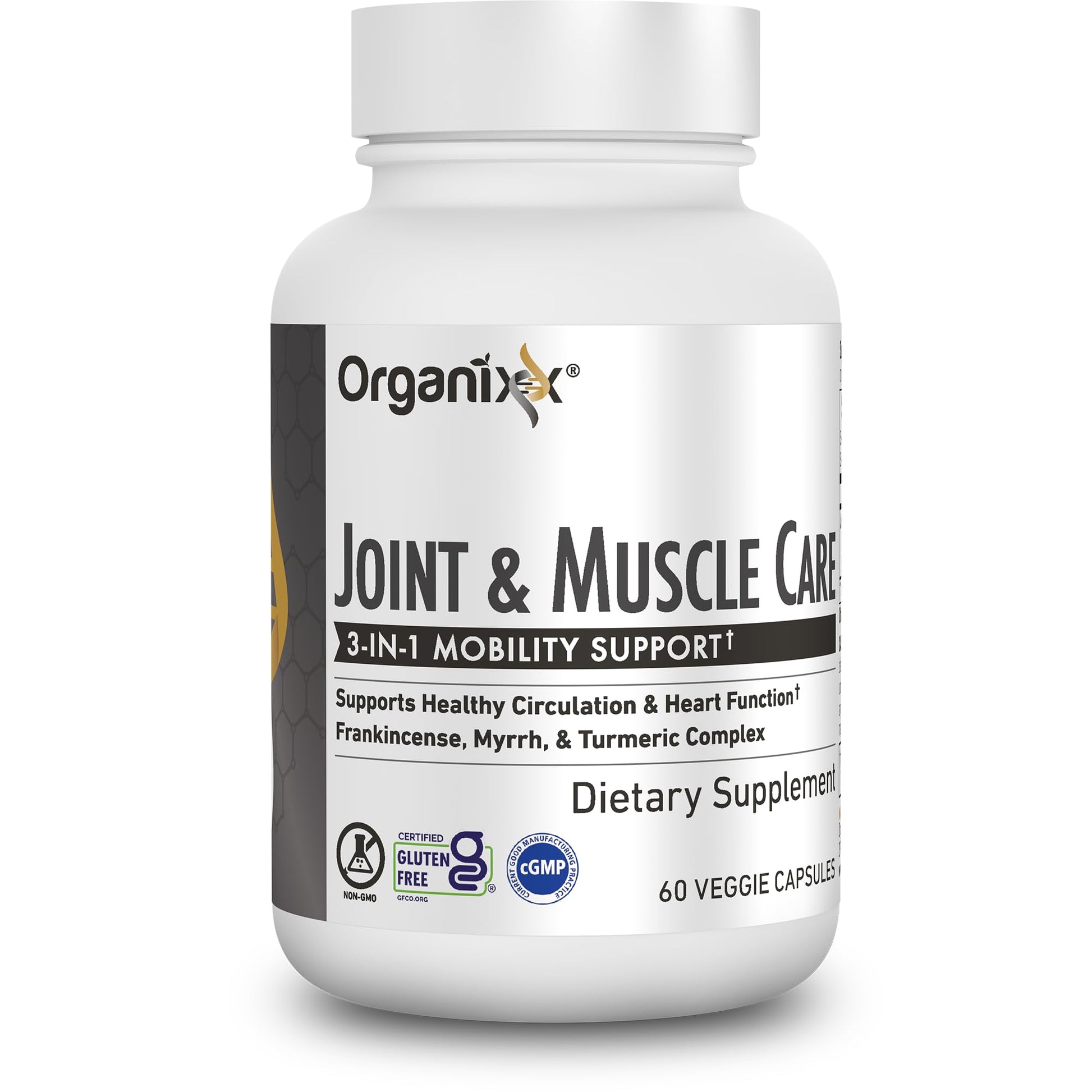Organixx Joint & Muscle Care Organic Turmeric Supplement, 3-in-1 Frankincense, Turmeric and Myrrh Joint Health & Joint Support Supplement Body Care Capsules, Supports Swelling, Tension, 60 Capsules - dailyvitalstore