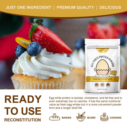 Orgnisulmte Egg White Protein Powder 8 Oz, Pasteurized Dried Egg Whites Protein, Gluten-Free, Non-GMO, Unflavored, Free Range High Whip for Baking, Desserts 227g - dailyvitalstore