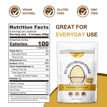 Orgnisulmte Egg White Protein Powder 8 Oz, Pasteurized Dried Egg Whites Protein, Gluten-Free, Non-GMO, Unflavored, Free Range High Whip for Baking, Desserts 227g - dailyvitalstore