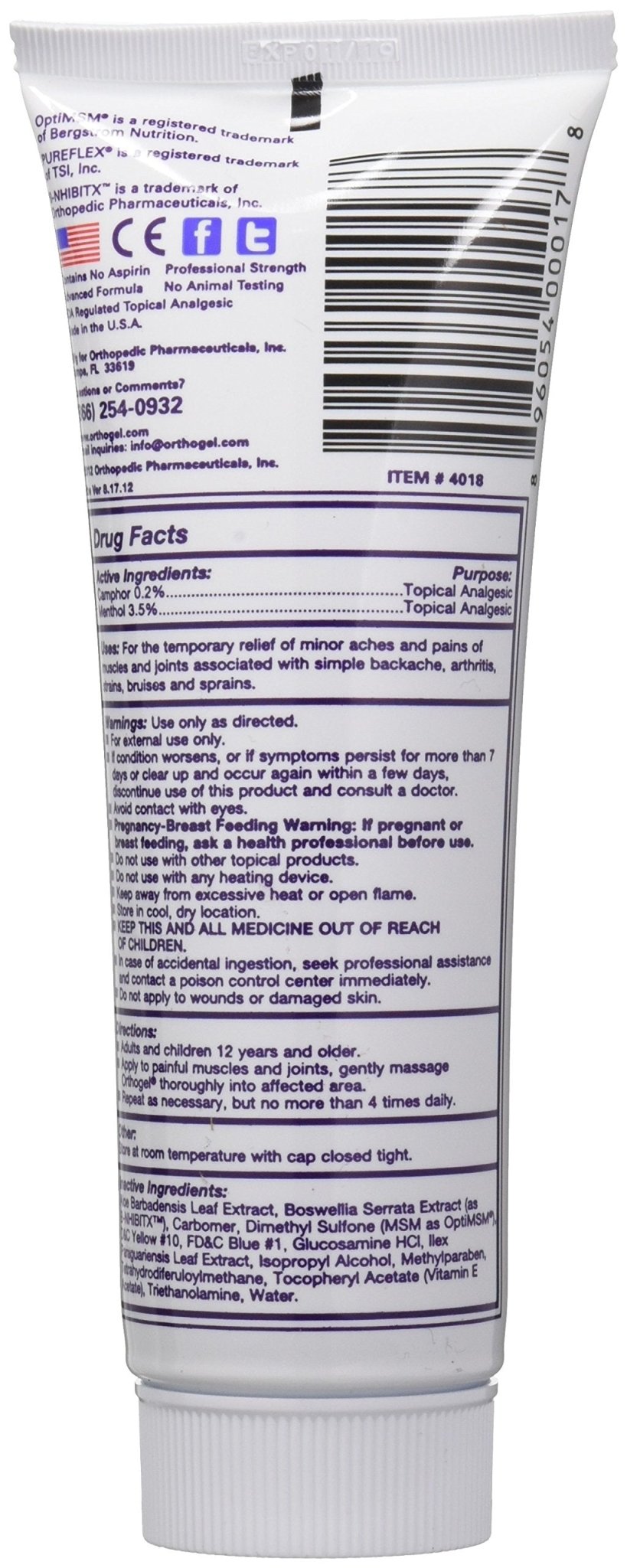 Orthogel Advanced Pain Relief Gel Tube, 4 oz. - dailyvitalstore