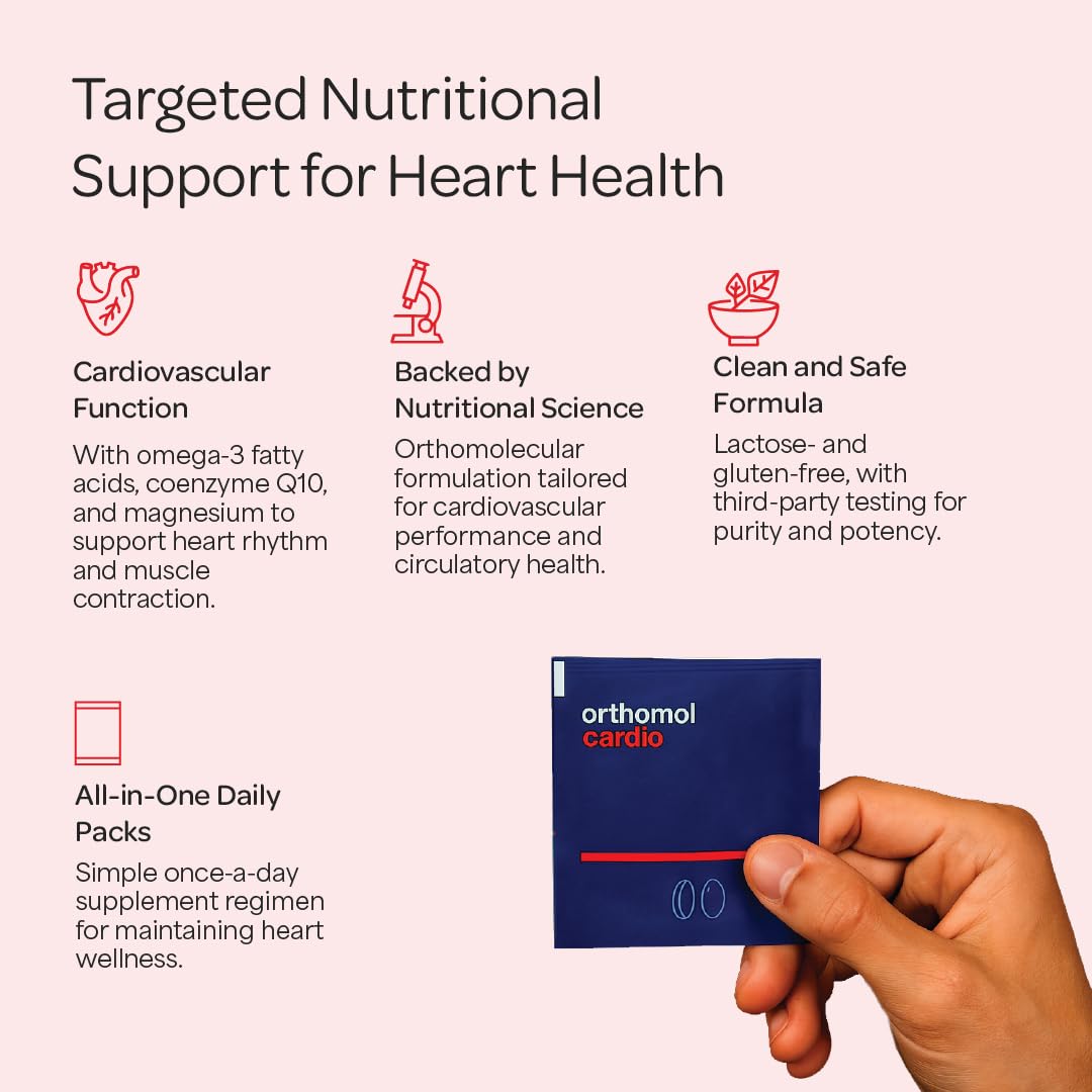 Orthomol Cardio, Heart Health Supplements for Circulation & Vascular Support, Omega-3, Magnesium, Cocoa Polyphenols & B Vitamins, Supports Cardiovascular Health, 30-Day Supply, Powder+Tablets+Capsules - dailyvitalstore