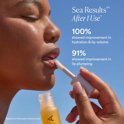 OSEA Hyaluronic Lip Oil Booster – Clean Beauty Lip Oil for Plump, Glossy, Hydrated Lips – Nourishing Seaweed & Meadowfoam Oil – Vegan, Non-Sticky, High-Shine Finish - dailyvitalstore