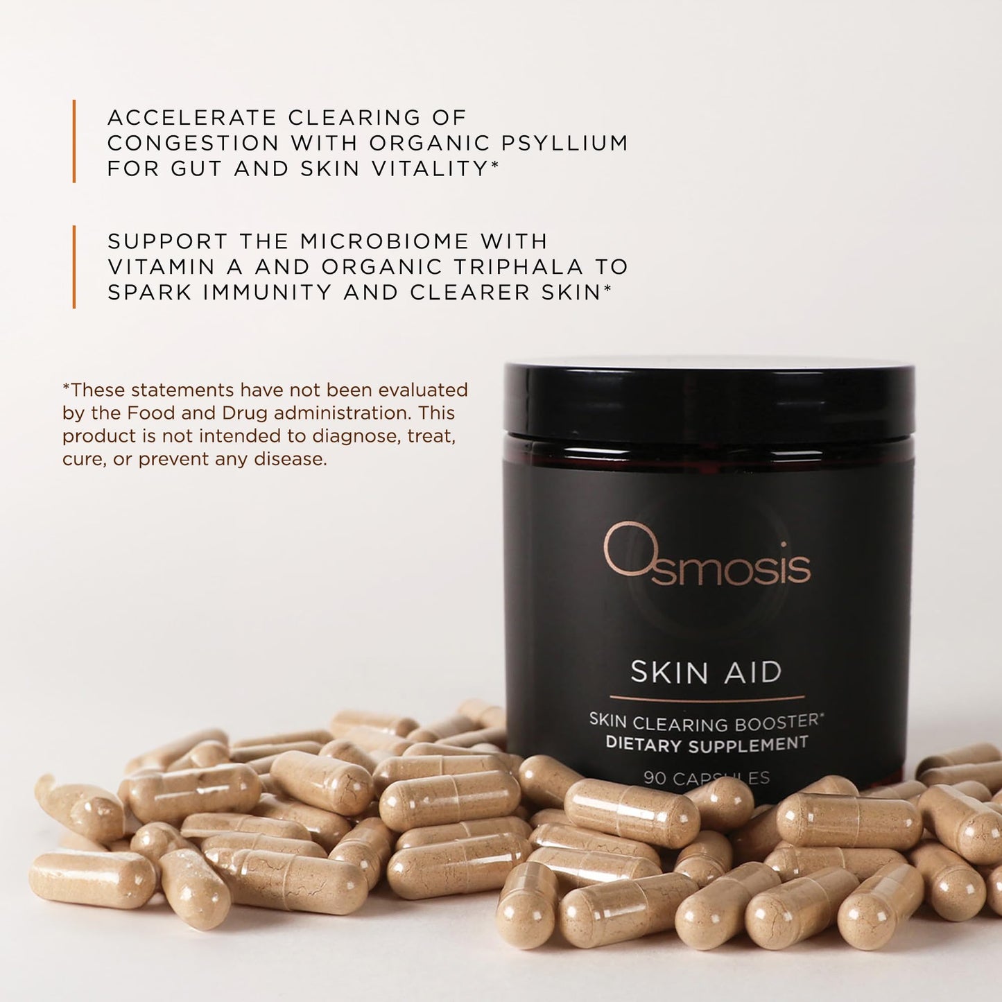 OSMOSIS Skin Aid Daily Supplement, Microbiome and Immunity Support, Vitamin A, for Acne and Blemish Prone Skin, 90 Count - dailyvitalstore