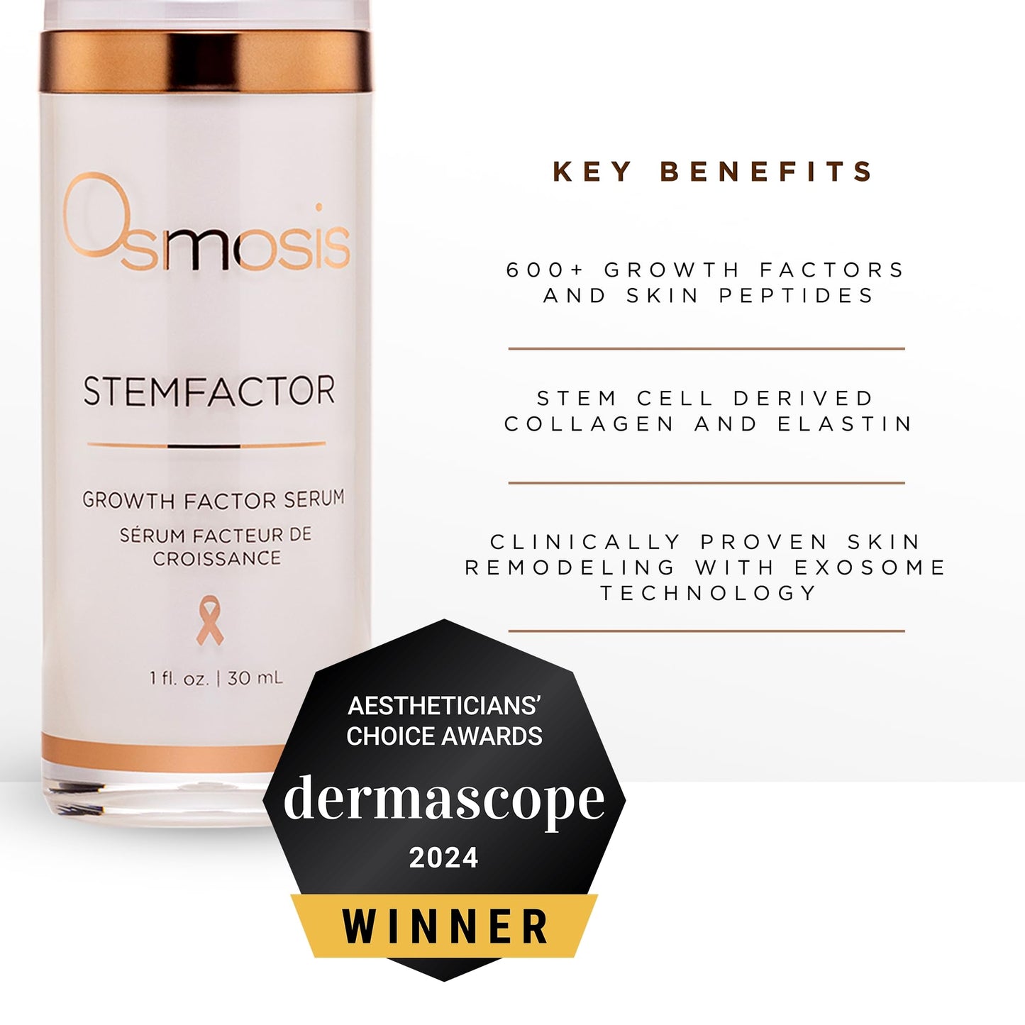 Osmosis StemFactor Growth Factor Exosome Facial Treatment, Age-Defying Skin Renewal, 1 Fl Oz Serum - dailyvitalstore