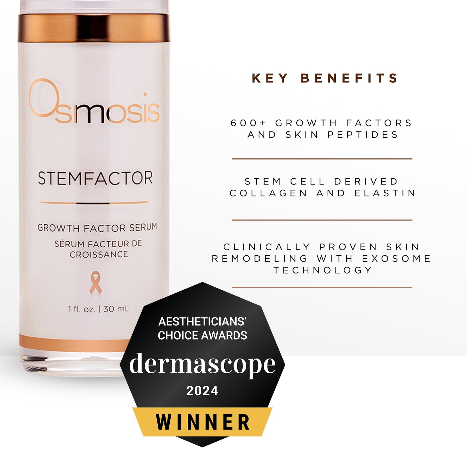 Osmosis StemFactor Growth Factor Exosome Facial Treatment, Age-Defying Skin Renewal, 1 Fl Oz Serum - dailyvitalstore