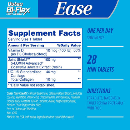 Osteo Bi-Flex Ease Advanced Triple Action with Vitamin D Joint Supplements, Mini-Tablets, 28 Count - dailyvitalstore