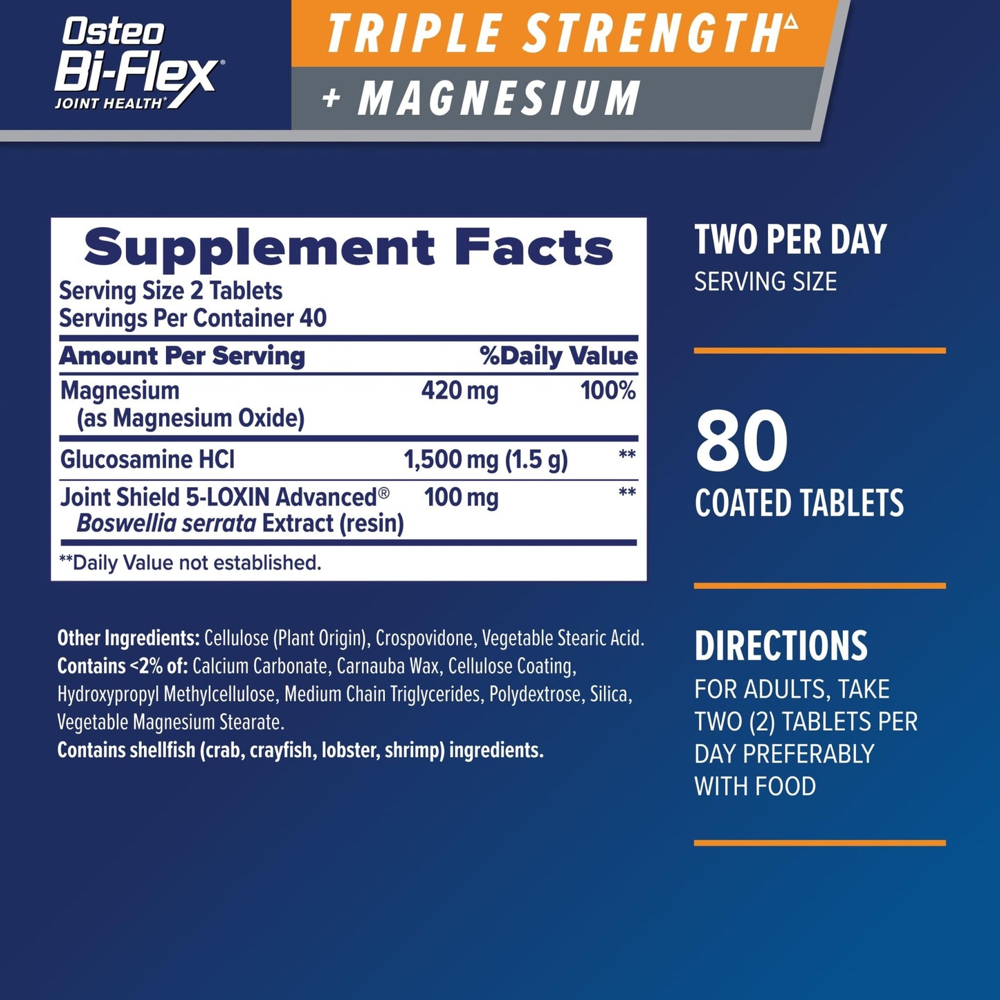 Osteo Bi-Flex Triple Strength Glucosamine Supplement with Magnesium, Improve Joint Function, Helps Leg Cramps and Muscle Function, 80 Coated Tablets - dailyvitalstore