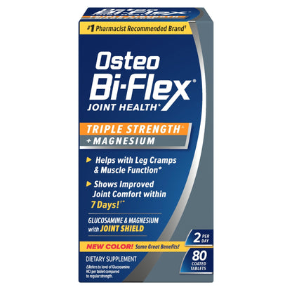 Osteo Bi-Flex Triple Strength Glucosamine Supplement with Magnesium, Improve Joint Function, Helps Leg Cramps and Muscle Function, 80 Coated Tablets - dailyvitalstore