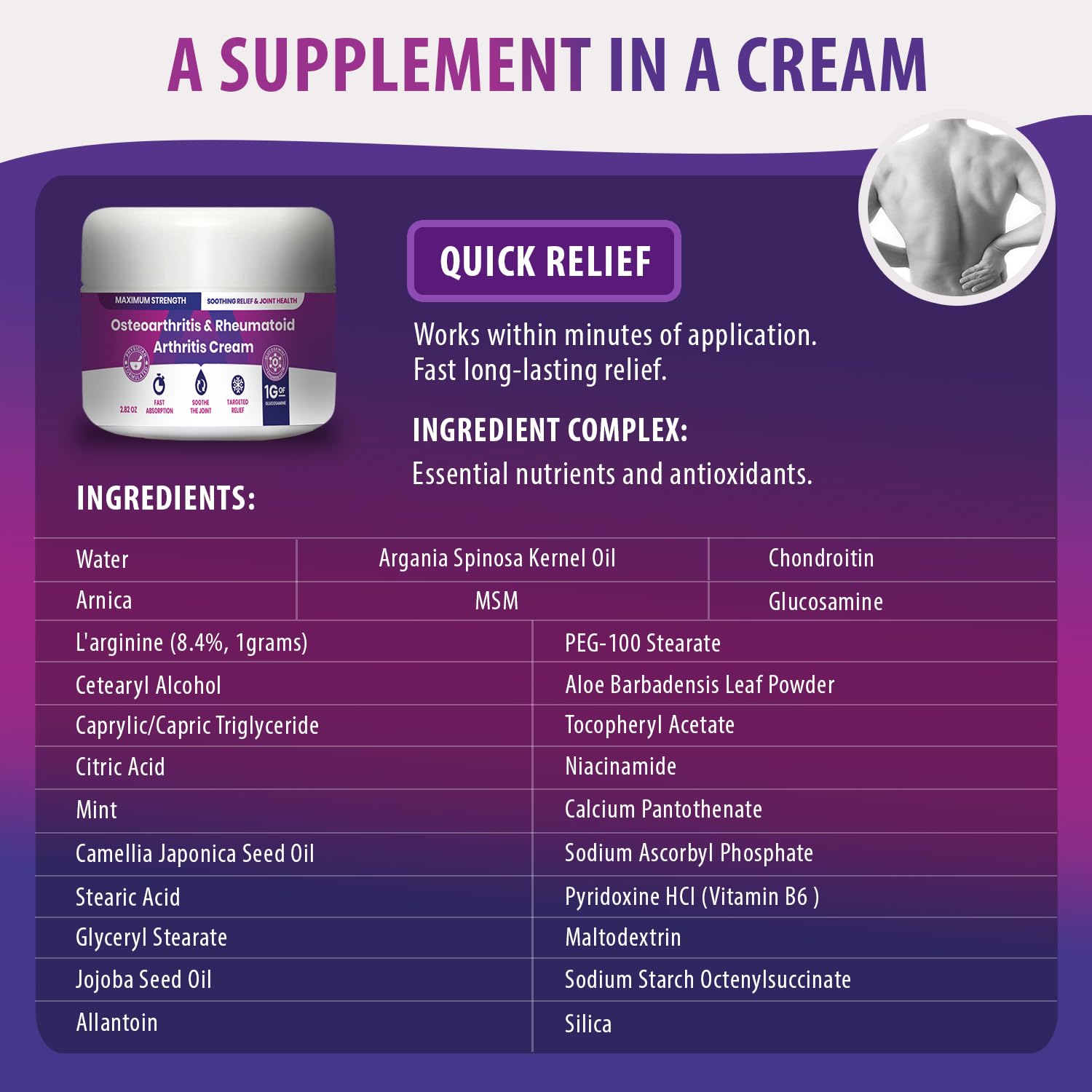 Osteoarthritis And Rhematoid Arthritis Cream By PMT – Soothing Relief For Your Knees and Hands. Includes 1 Gram Of Glucosamine; Arnica, Arginine, Glucosamine, Aloe - Cooling relief for Hands and Knees - dailyvitalstore