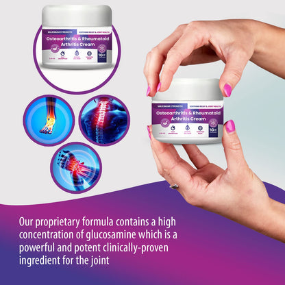Osteoarthritis And Rhematoid Arthritis Cream By PMT – Soothing Relief For Your Knees and Hands. Includes 1 Gram Of Glucosamine; Arnica, Arginine, Glucosamine, Aloe - Cooling relief for Hands and Knees - dailyvitalstore