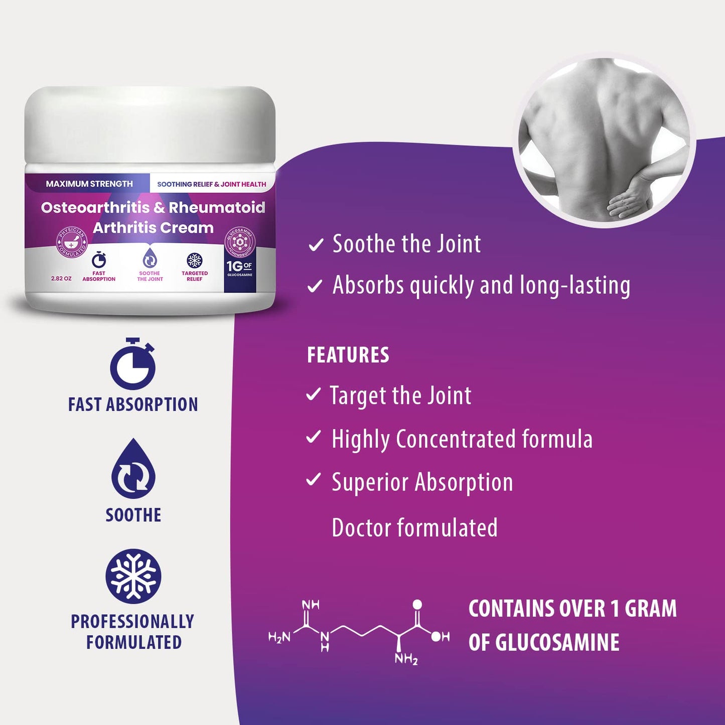 Osteoarthritis And Rhematoid Arthritis Cream By PMT – Soothing Relief For Your Knees and Hands. Includes 1 Gram Of Glucosamine; Arnica, Arginine, Glucosamine, Aloe - Cooling relief for Hands and Knees - dailyvitalstore