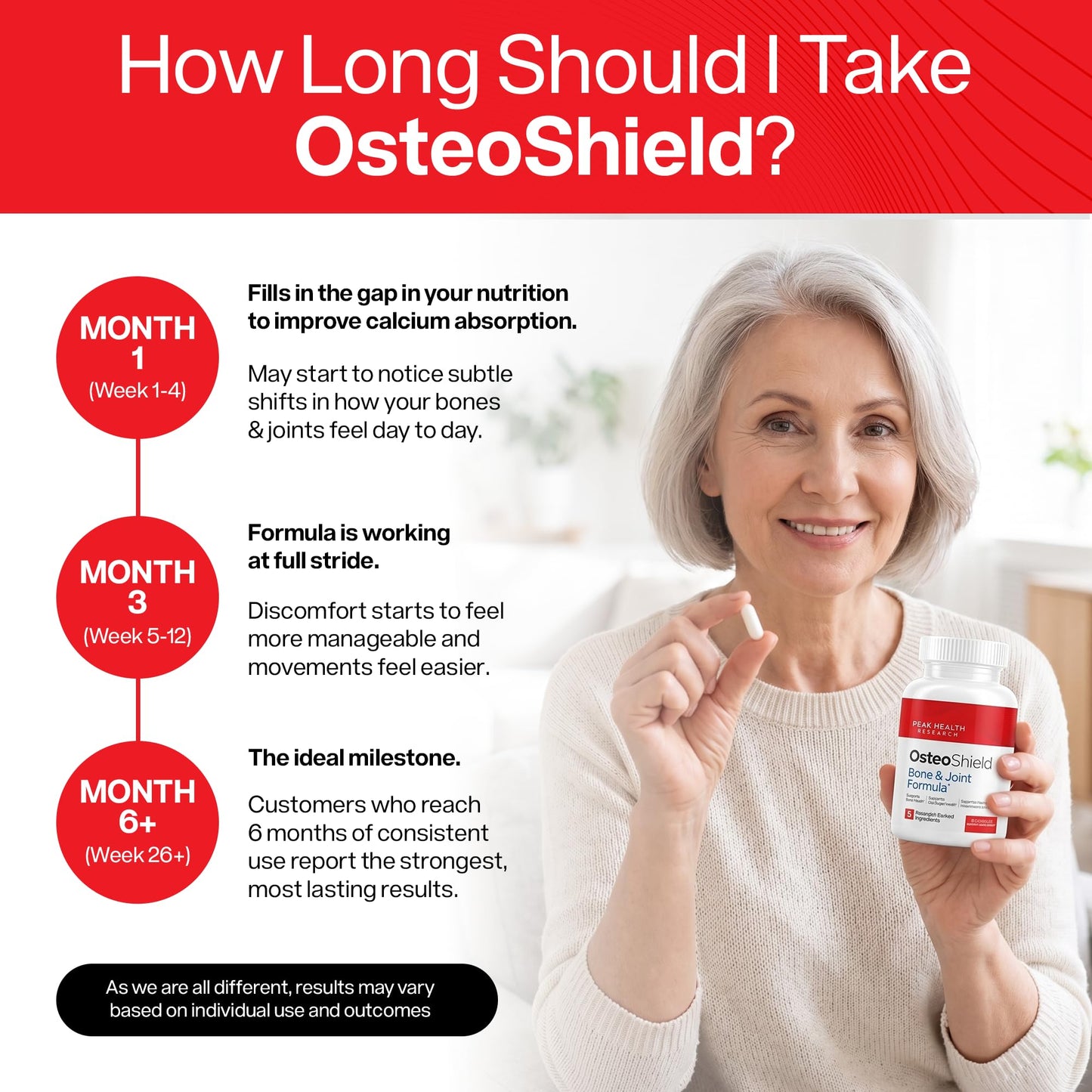 OsteoShield Peak Health Research - Bone & Joint Formula - Calcium Supplements for Women & Men with Vitamin D3, K2 & Aquamin - dailyvitalstore