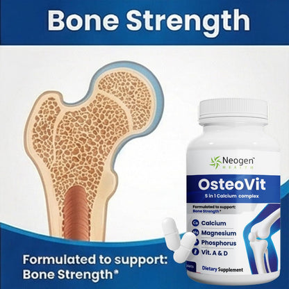 OsteoVit 5-in-1 Calcium 120 tabs Multivitamin: Calcium, Magnesium, Phosphorus, Vitamin D3 & A - Bone Strength & Flexibility*, Non-GMO Gluten Free - dailyvitalstore