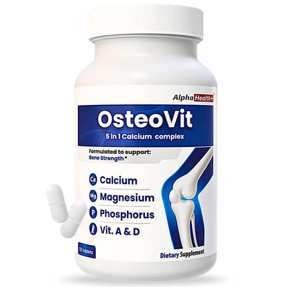 OsteoVit 5-in-1 Calcium 120 tabs Multivitamin: Calcium, Magnesium, Phosphorus, Vitamin D3 & A - Bone Strength & Flexibility*, Non-GMO Gluten Free - dailyvitalstore