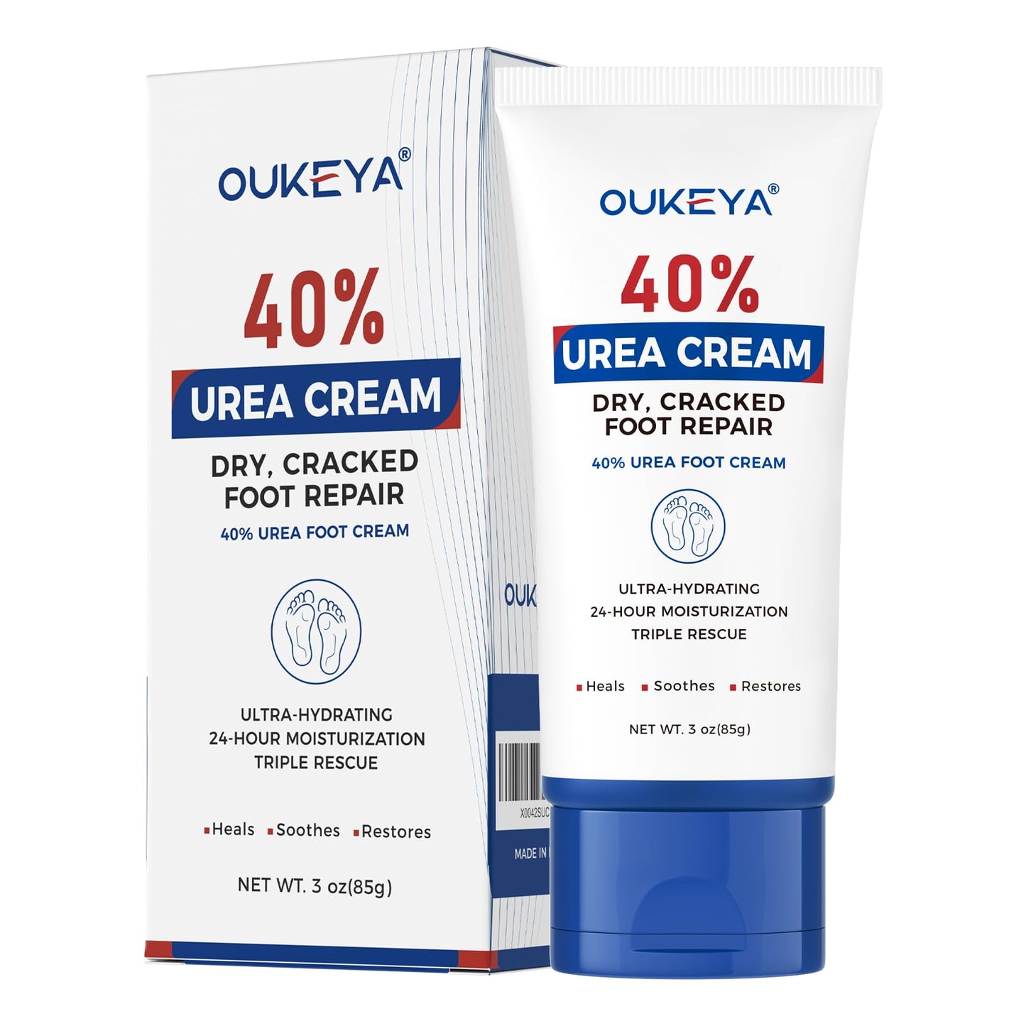 OUKEYA Urea Cream 40 Percent Tube 3 Oz, Foot & Hand Cream for Dry Cracked, 40 per Urea Lotion for Feet Maximum Strength - dailyvitalstore