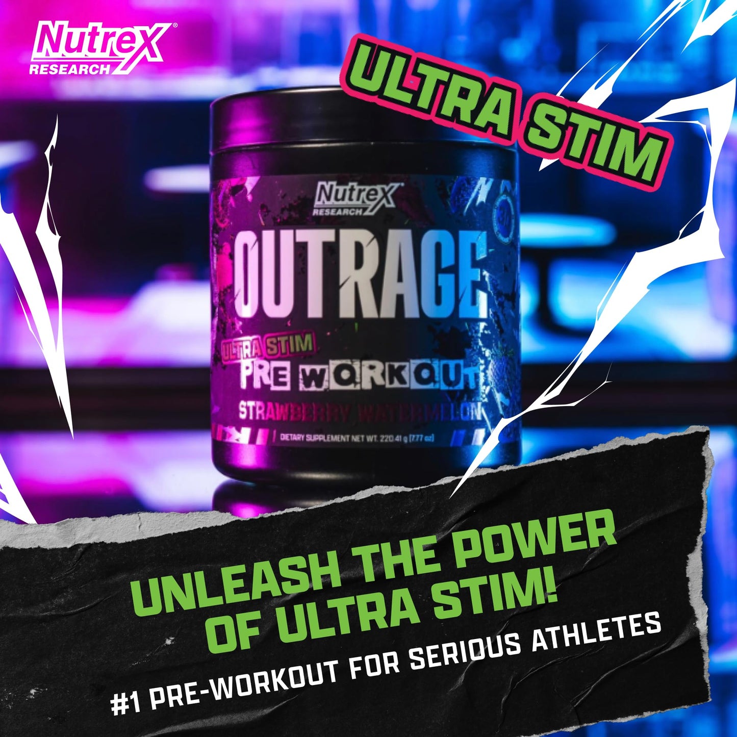 Outrage Ultra HIGH STIM Pre-Workout Powder for Men | 400mg Caffeine, L-Citrulline, Beta-Alanine, Creatine | Extreme Energy, Focus, Strength & Endurance - dailyvitalstore