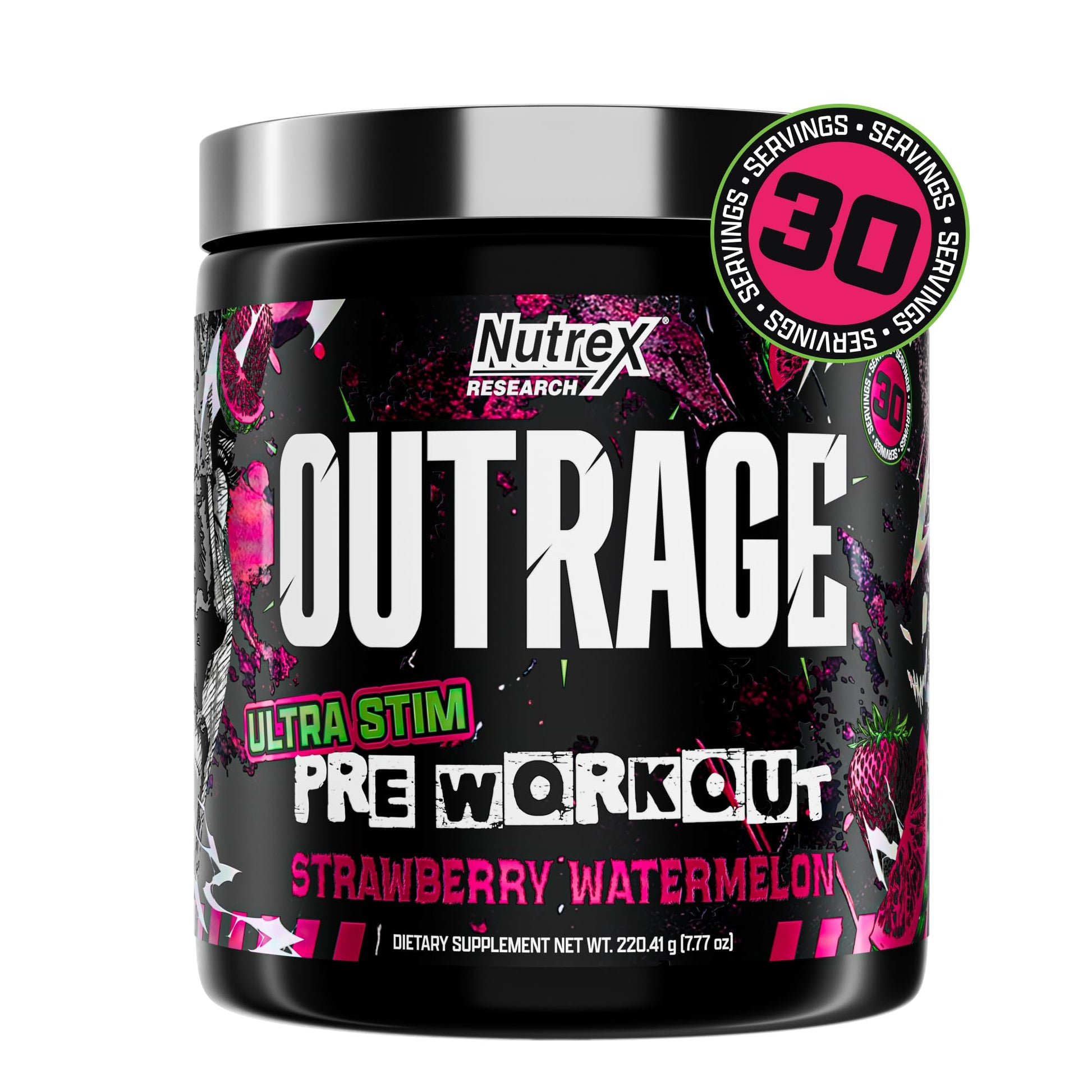Outrage Ultra HIGH STIM Pre-Workout Powder for Men | 400mg Caffeine, L-Citrulline, Beta-Alanine, Creatine | Extreme Energy, Focus, Strength & Endurance - dailyvitalstore
