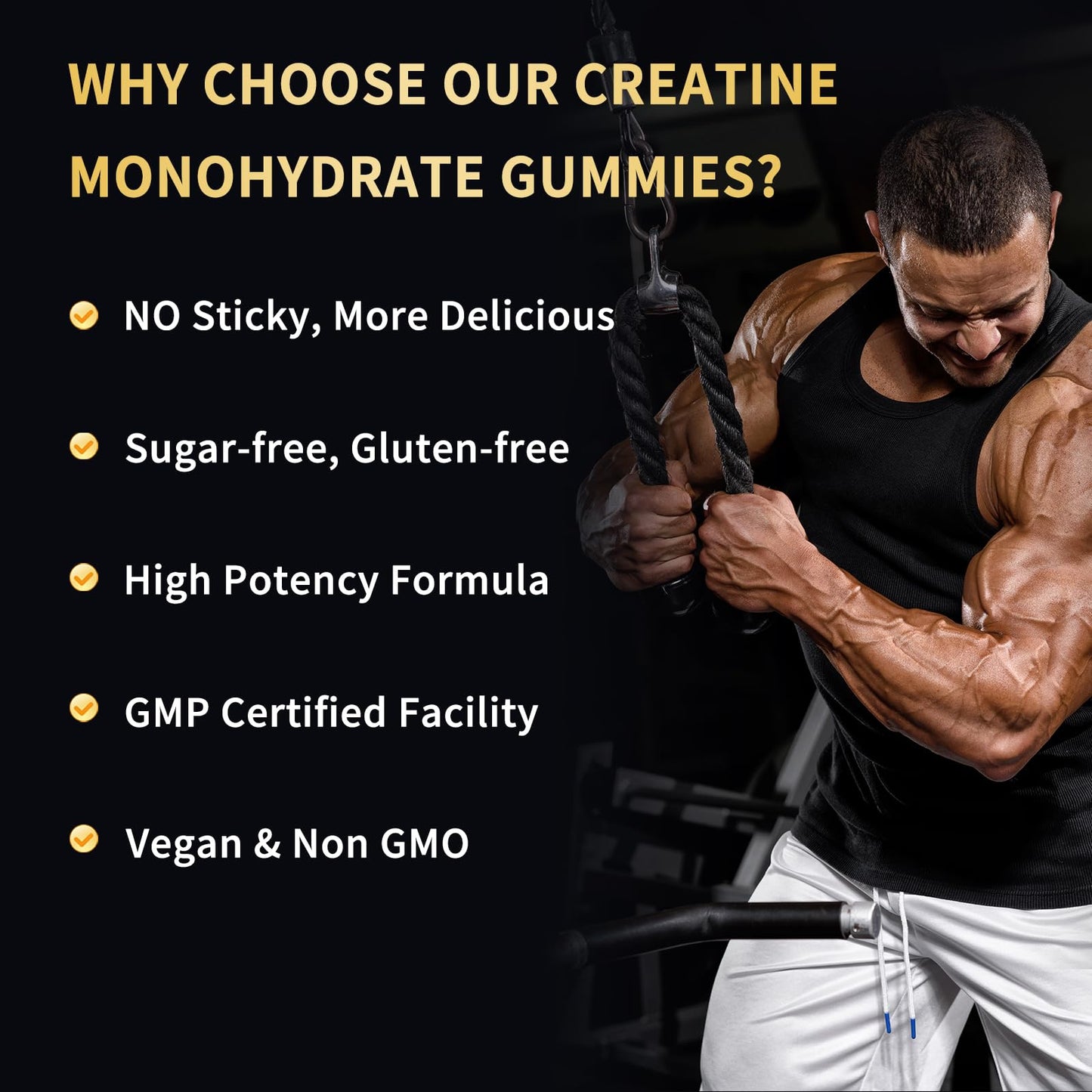 OUYIYUA Creatine Monohydrate Gummies 5000mg for Men & Women - Sugar Free Pre-Workout Supplement, Chewables for Muscle Strength, Muscle Builder, Energy Boost, - dailyvitalstore