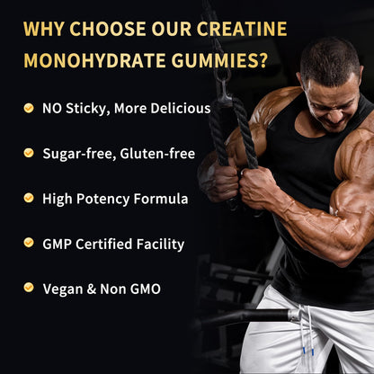 OUYIYUA Creatine Monohydrate Gummies 5000mg for Men & Women - Sugar Free Pre-Workout Supplement, Chewables for Muscle Strength, Muscle Builder, Energy Boost, - dailyvitalstore