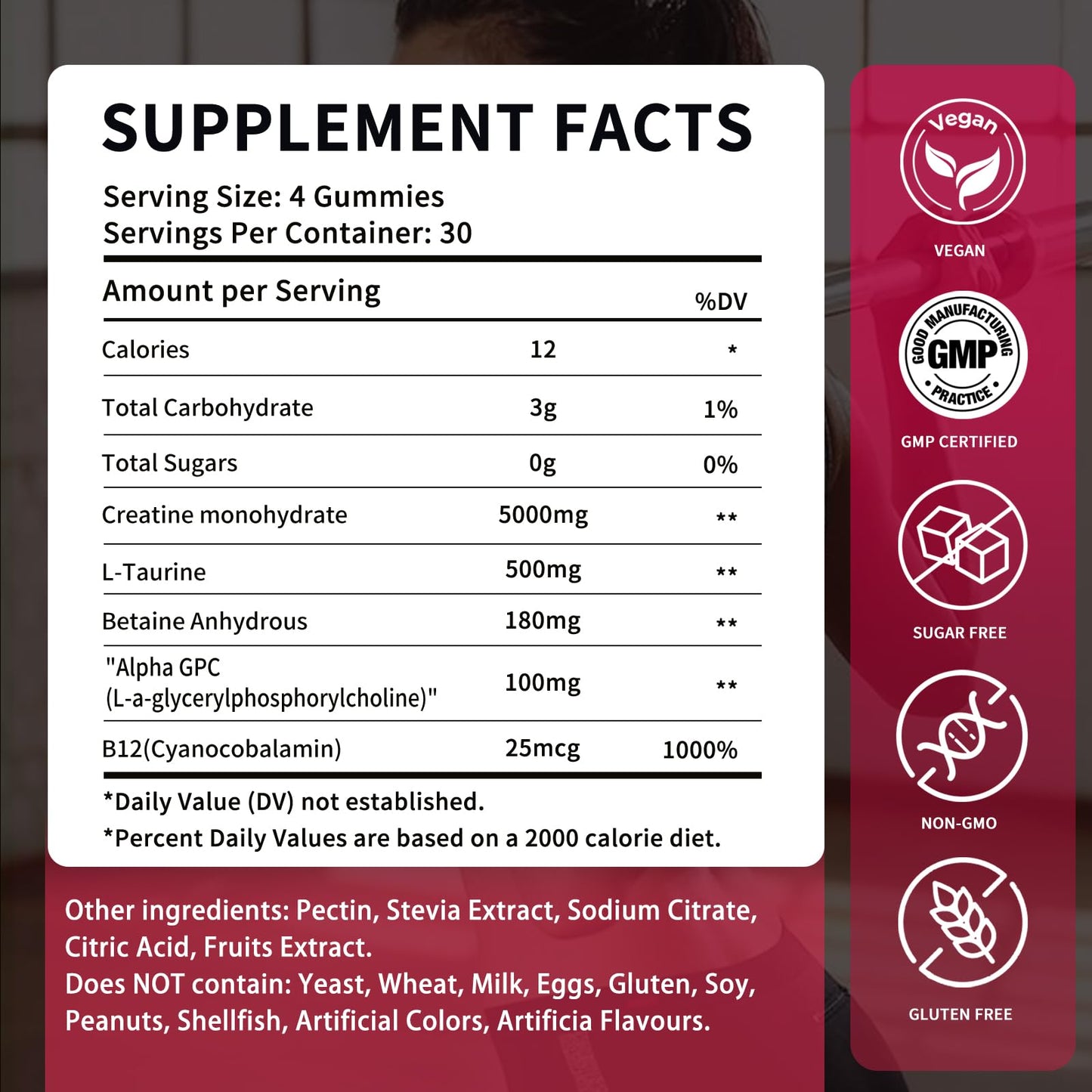 OUYIYUA Creatine Monohydrate Gummies 5000mg for Men & Women - Sugar Free Pre-Workout Supplement, Chewables for Muscle Strength, Muscle Builder, Energy Boost, - dailyvitalstore