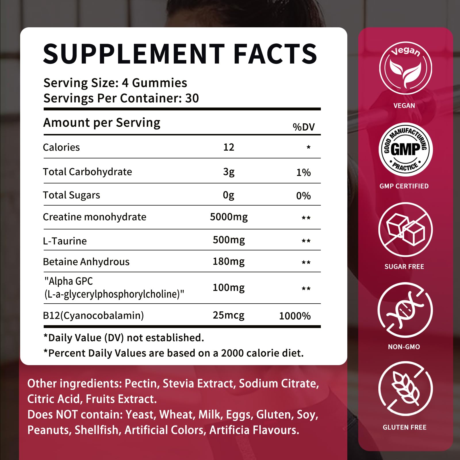 OUYIYUA Creatine Monohydrate Gummies 5000mg for Men & Women - Sugar Free Pre-Workout Supplement, Chewables for Muscle Strength, Muscle Builder, Energy Boost, - dailyvitalstore