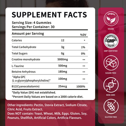 OUYIYUA Creatine Monohydrate Gummies 5000mg for Men & Women - Sugar Free Pre-Workout Supplement, Chewables for Muscle Strength, Muscle Builder, Energy Boost, - dailyvitalstore