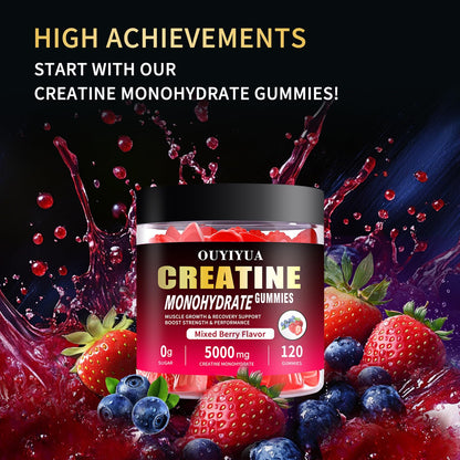 OUYIYUA Creatine Monohydrate Gummies 5000mg for Men & Women - Sugar Free Pre-Workout Supplement, Chewables for Muscle Strength, Muscle Builder, Energy Boost, - dailyvitalstore