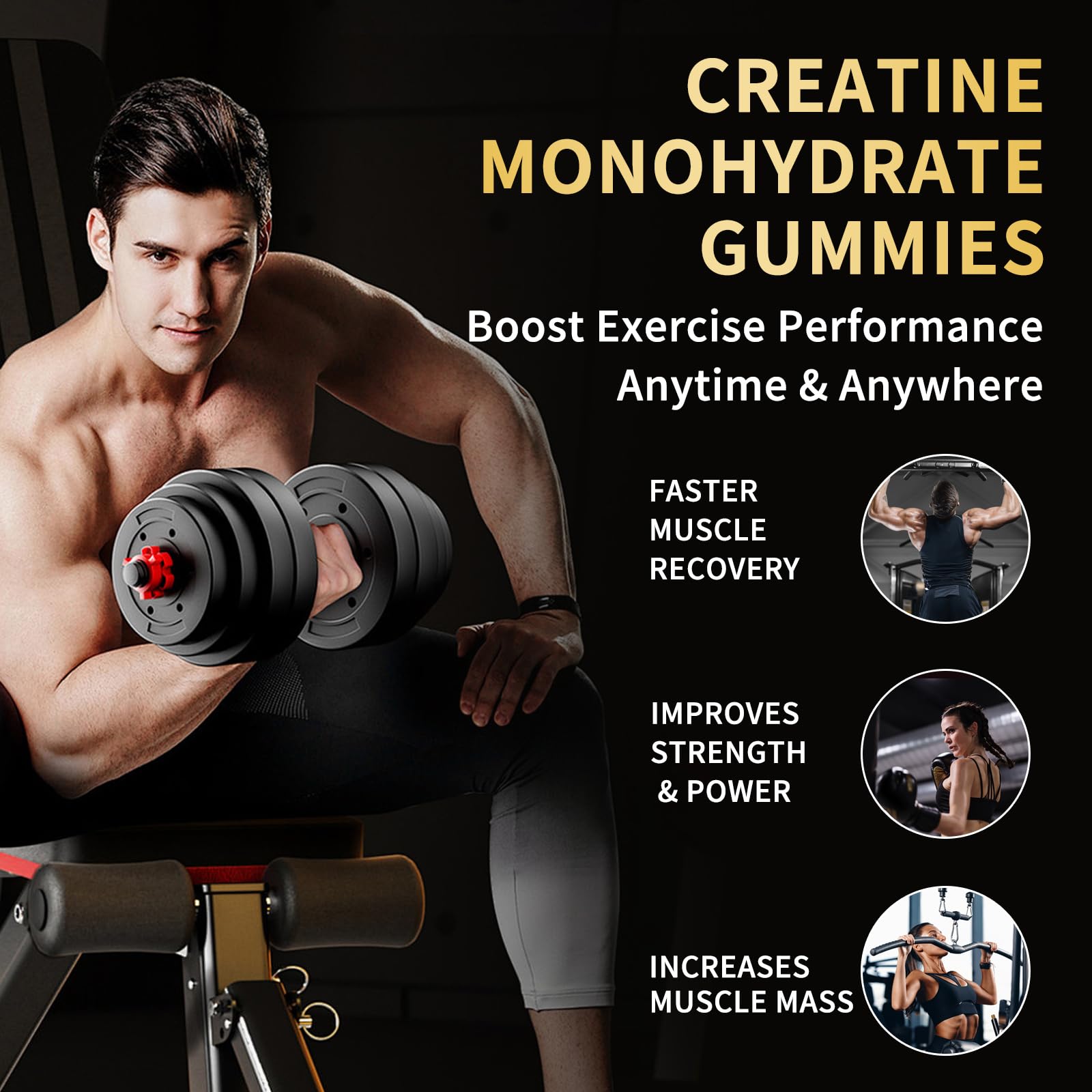 OUYIYUA Creatine Monohydrate Gummies 5000mg for Men & Women - Sugar Free Pre-Workout Supplement, Chewables for Muscle Strength, Muscle Builder, Energy Boost, - dailyvitalstore