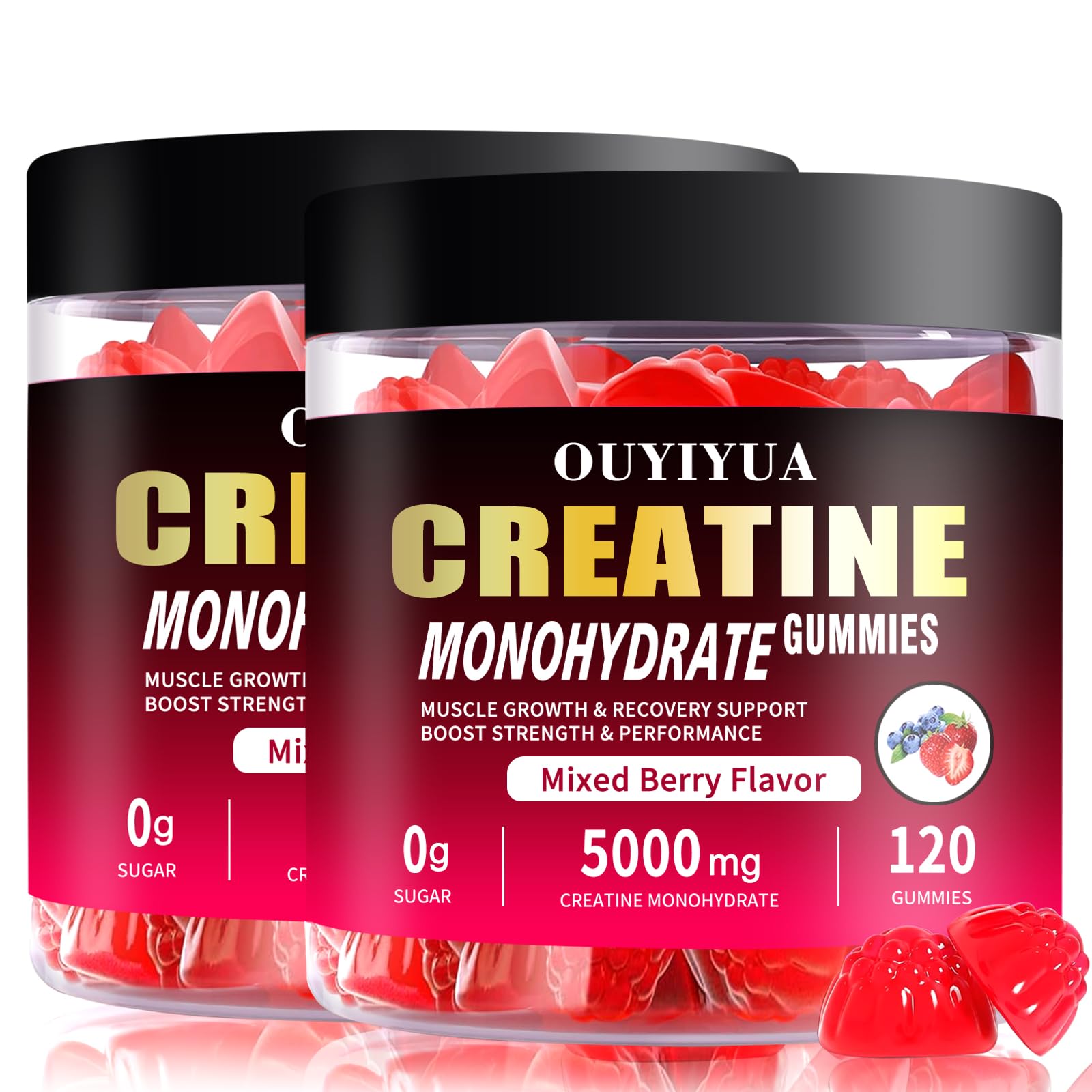 OUYIYUA Creatine Monohydrate Gummies 5000mg for Men & Women - Sugar Free Pre-Workout Supplement, Chewables for Muscle Strength, Muscle Builder, Energy Boost, - dailyvitalstore