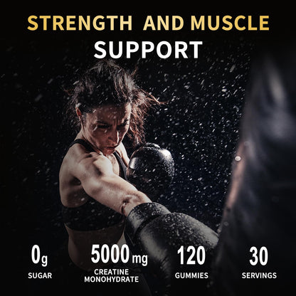 OUYIYUA Creatine Monohydrate Gummies 5000mg for Men & Women - Sugar Free Pre-Workout Supplement, Chewables for Muscle Strength, Muscle Builder, Energy Boost, - dailyvitalstore