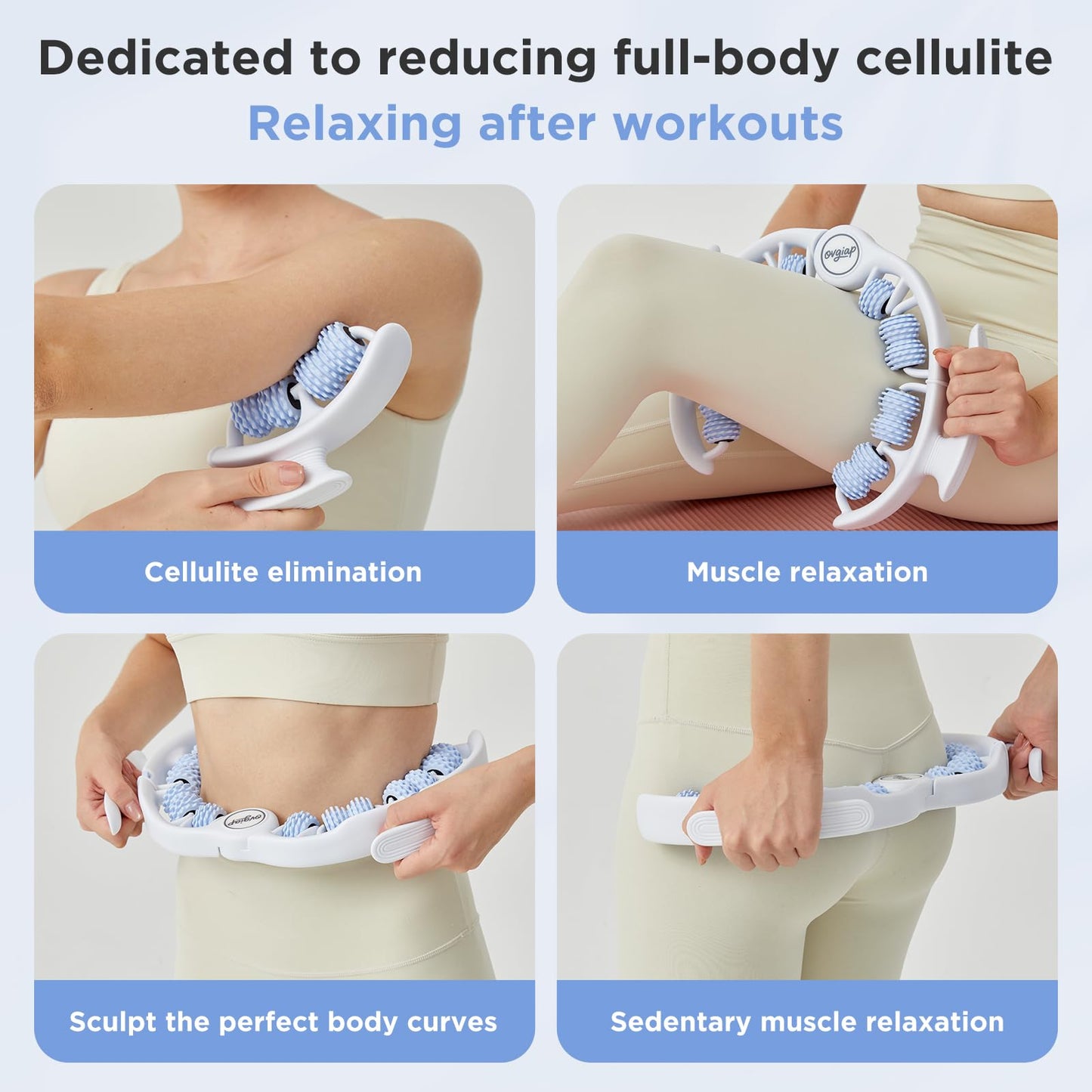 OVGIAP Cellulite Manual Massager for Legs & Thighs - Lymphatic Drainage Tool, Handheld Fascia Blaster for Deep Tissue, Body Sculpting Cellulite Remover(Blue) - dailyvitalstore