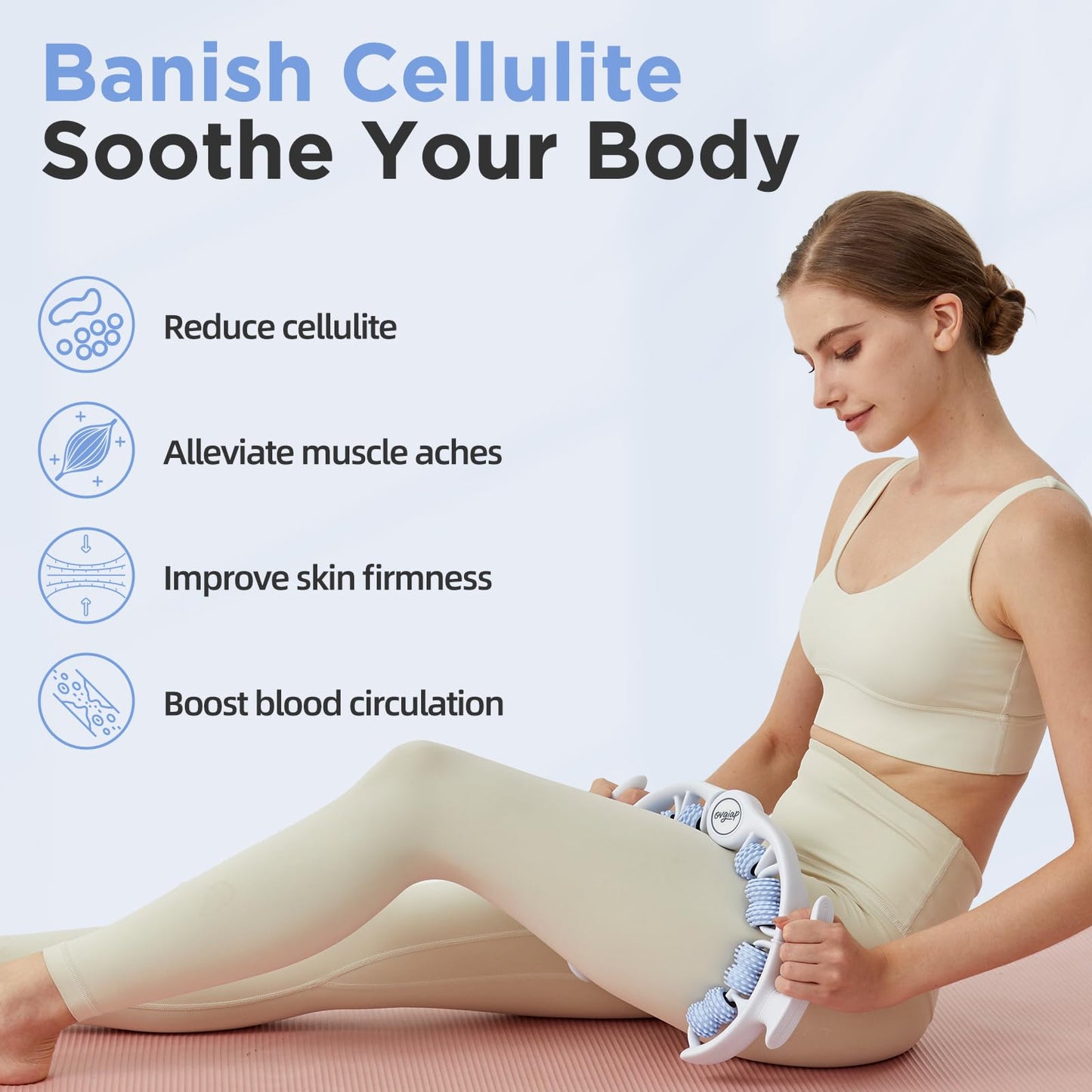 OVGIAP Cellulite Manual Massager for Legs & Thighs - Lymphatic Drainage Tool, Handheld Fascia Blaster for Deep Tissue, Body Sculpting Cellulite Remover(Blue) - dailyvitalstore
