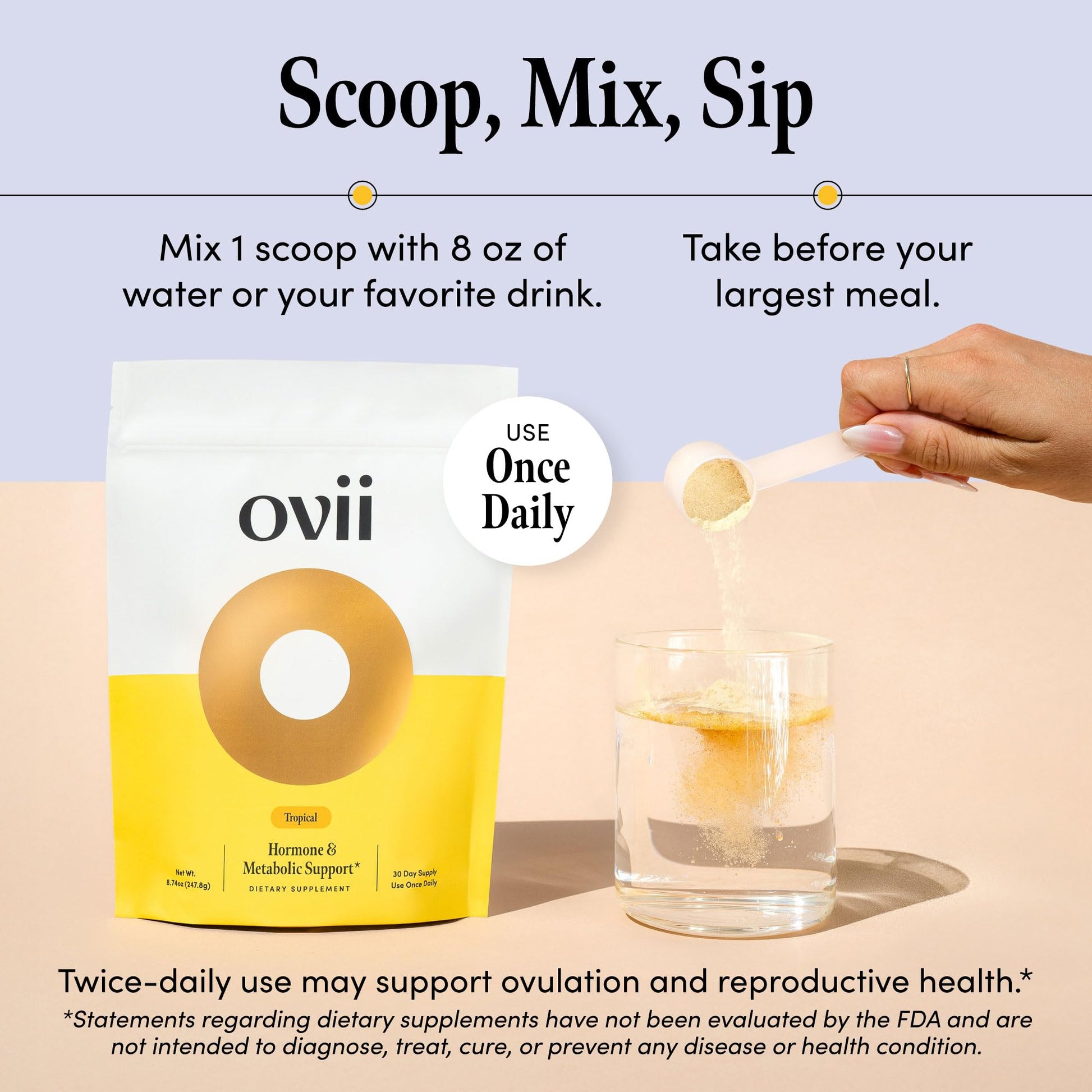 Ovii Metabolic Support for Women – Reducose® White Mulberry with Myo-Inositol & D-Chiro Inositol 40:1 Blend – Hormone Balance, Glucose Support & Appetite Control Supplement – 30 Servings, Tropical - dailyvitalstore