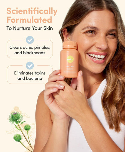 Ovira Skin Clear with ZINCBRIGHT - 60 Capsules for Clear and Glowing Skin | Rosacea & Hormonal Acne Treatment | Support Collagen Production | Acne Supplements for Women & Men - Pack of 2 - dailyvitalstore