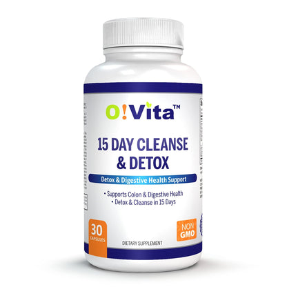 O!VITA 15-Day Cleanse and Detox Supports Digestive and Colon Health, Special Formula with probiotics, fine Herbs Such as Senna Leaf, - dailyvitalstore