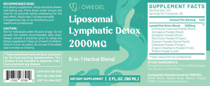 owegel Liposomal Lymphatic Drainage Drops 2000mg – Immune & Lymph System Support – Lymphatic Detox and Cleanse with Echinacea, Red Clover, Dandelion & Cleavers – Sugar-Free, Alcohol-Free – 2 FL OZ - dailyvitalstore